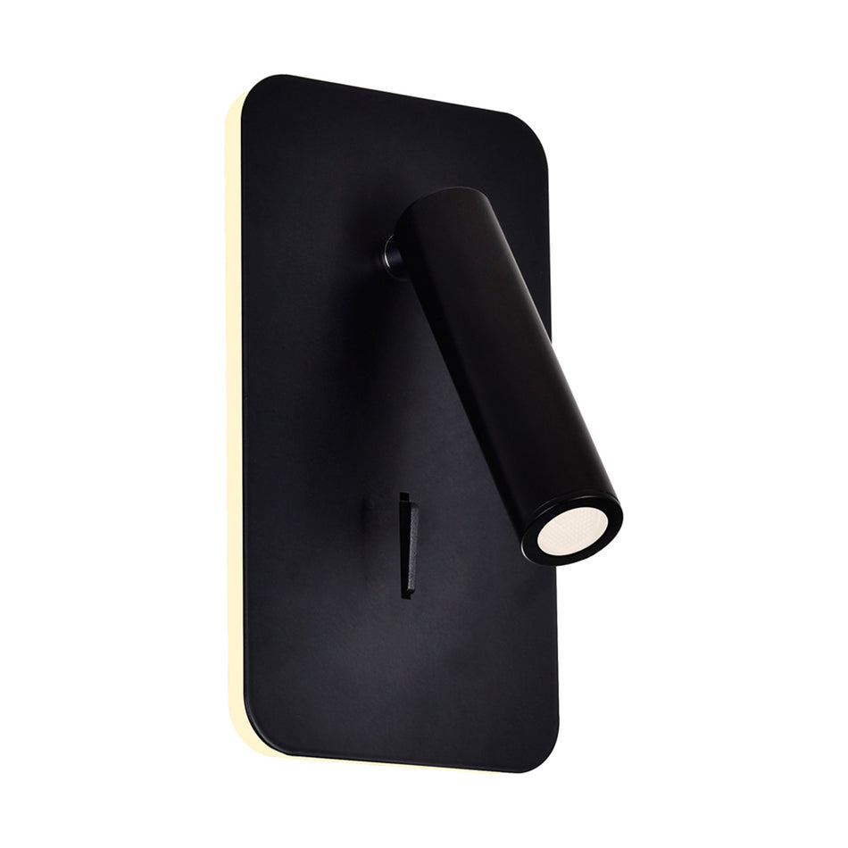 Private I Integrated LED Adjustable Rectangular Matte Black Wall Sconce