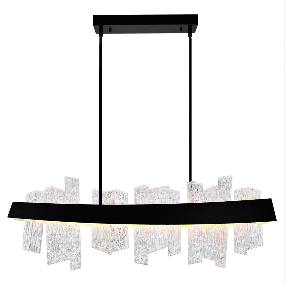 Guadiana Integrated LED 39in Black Chandelier with Handcrafted Glass
