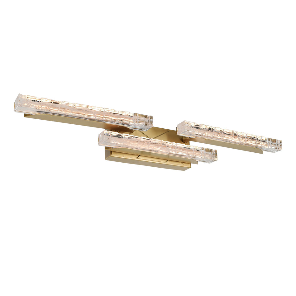 Valira Integrated LED Brass Vanity Light with Handcrafted Glass