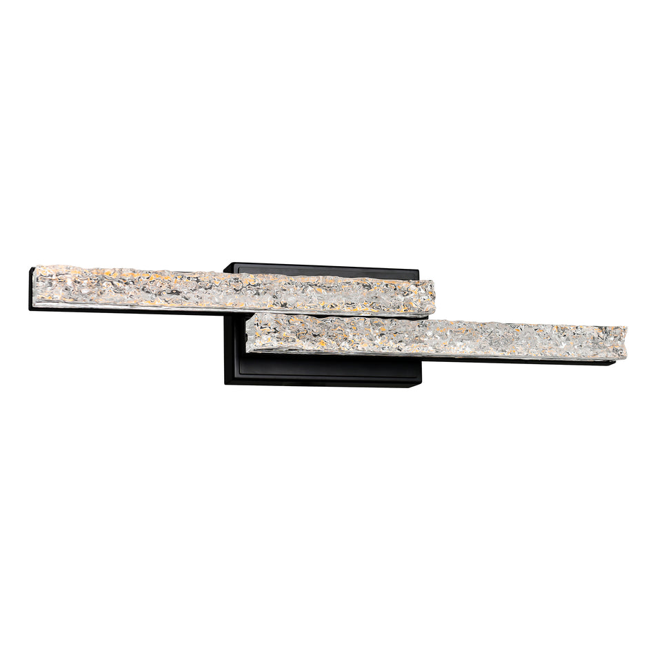 Stagger Integrated LED 24in Black Vanity Light with Handcrafted Glass