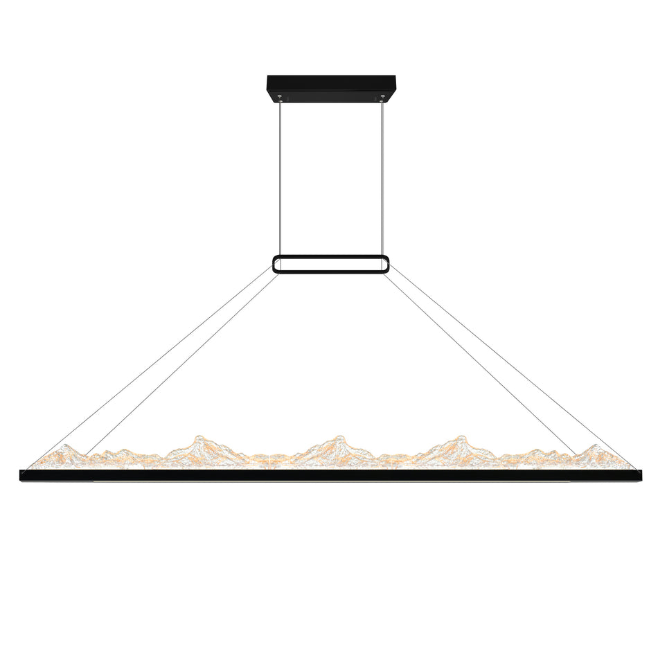 Himalayas Integrated LED 62in Black Chandelier with Handcrafted Glass