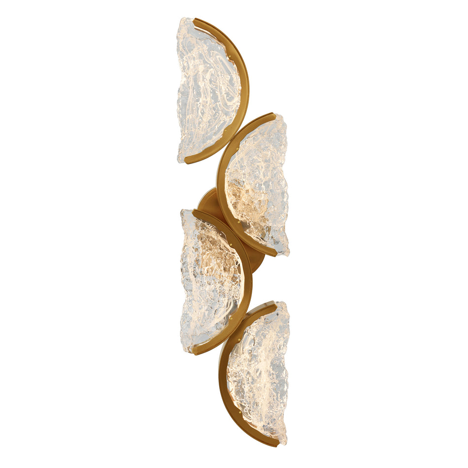 Moon Integrated LED 8in Brass Wall Light with Handcrafted Glass