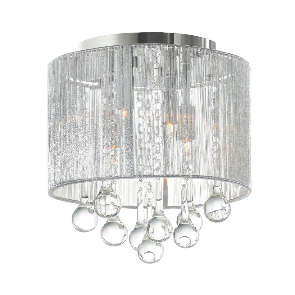 Water Drop 4 Light Chrome Flush Mount With Silver Shade