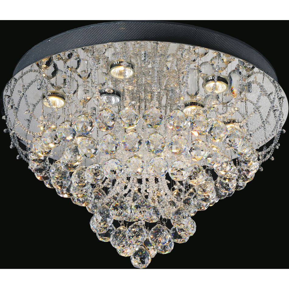 Fountain 9 Light Flush Mount With Chrome Finish