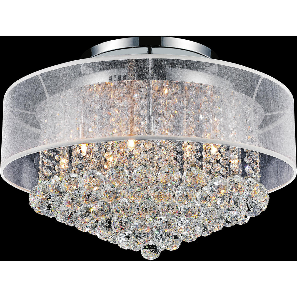 Radiant 12 Light 24in Chrome Drum Shade Flush Mount with White Shade