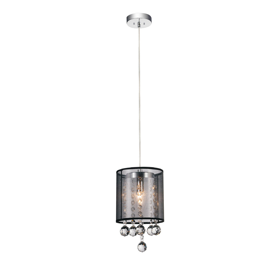 Radiant 1 Light Drum Shade Mini Pendant With Chrome Finish