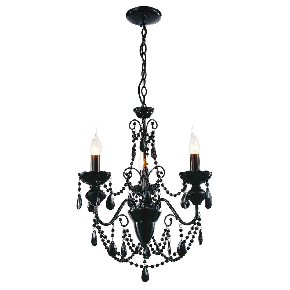 Keen 3 Light 16in Black Chandelier