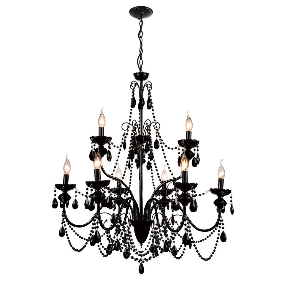 Keen 9 Light 32in Black Chandelier
