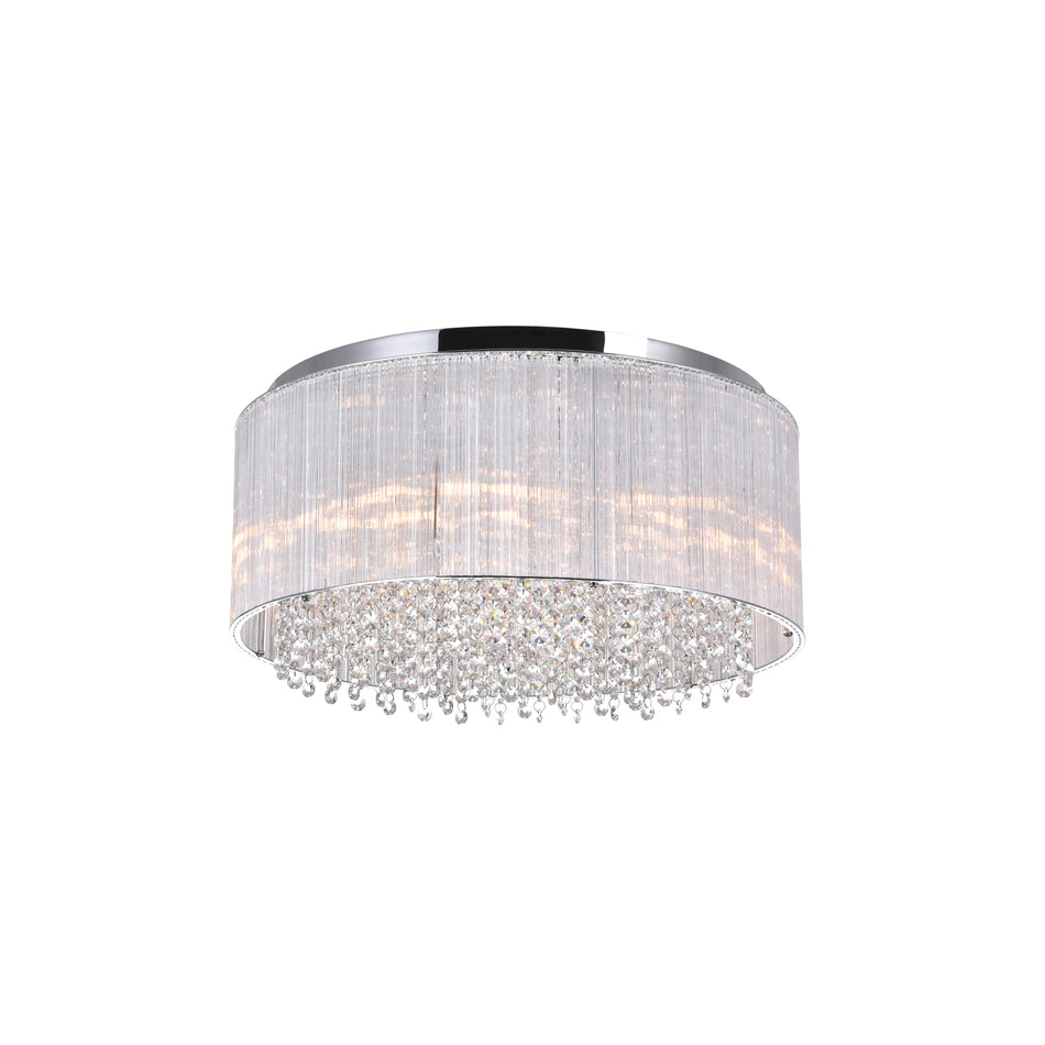 Spring Morning 9 Light Drum Shade Flush Mount With Chrome Finish
