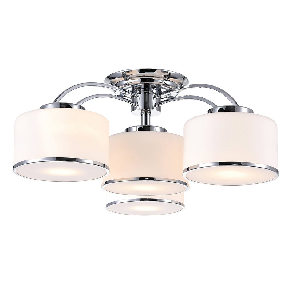 Frosted 4 Light 28in Chrome Drum Shade Flush Mount