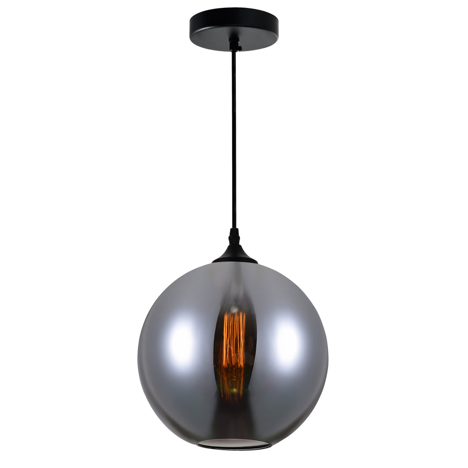Glass 1 Light 10in Smoke Down Mini Pendant
