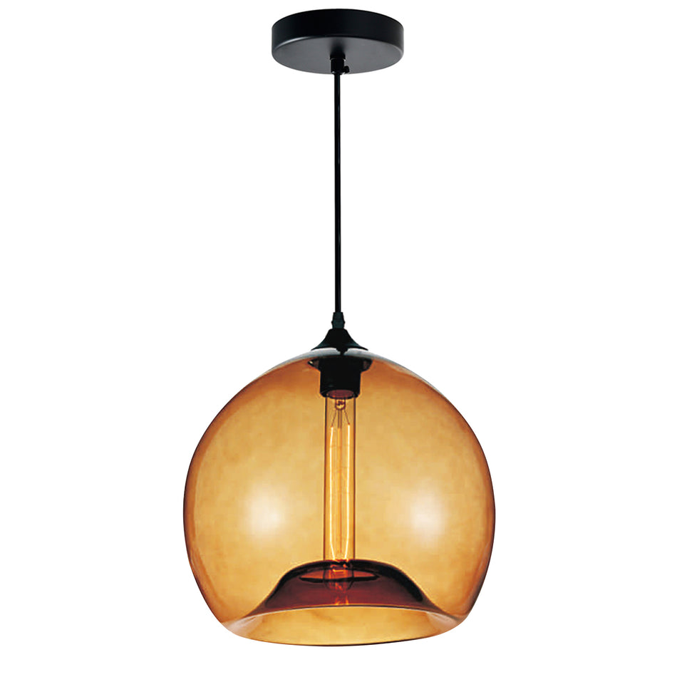 Glass 1 Light 12in Amber Down Mini Pendant