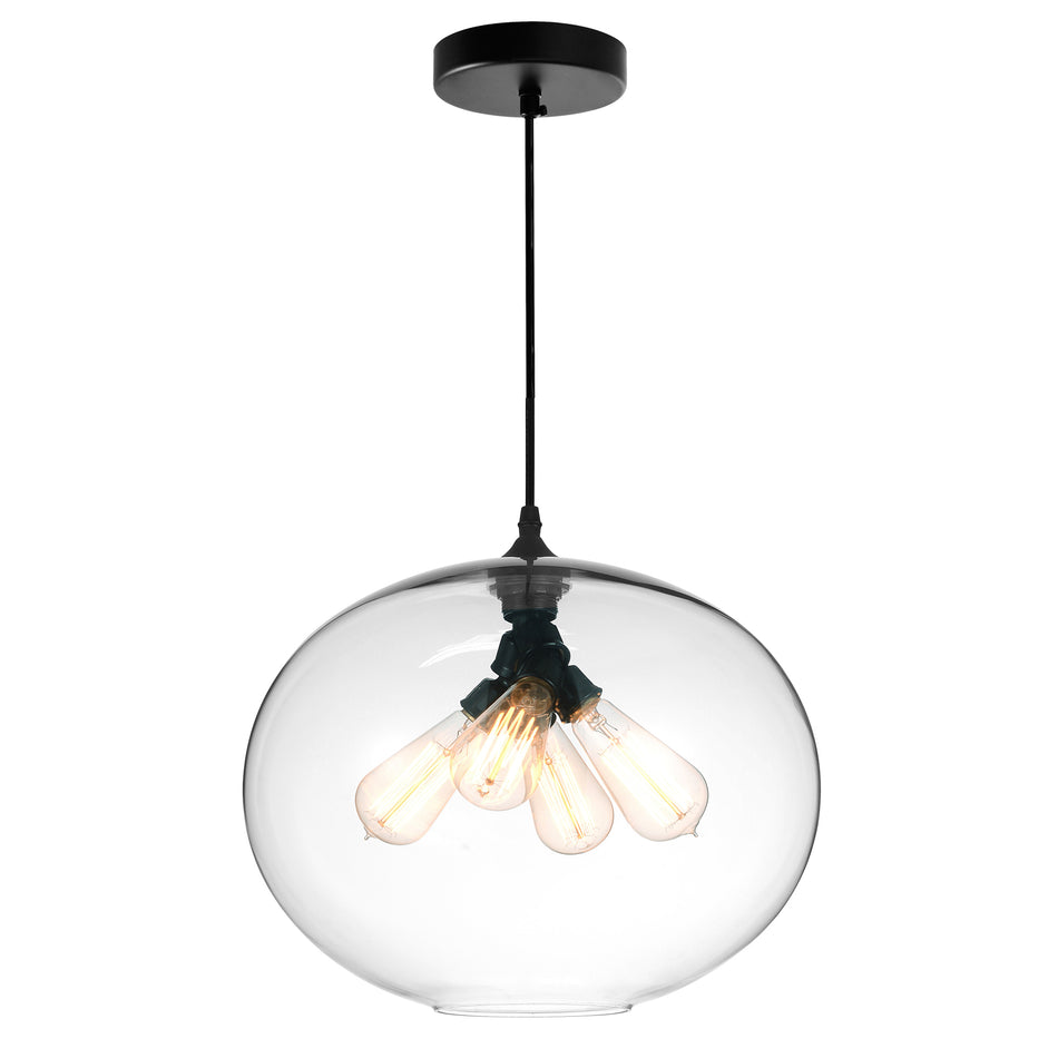Glass 4 Light 16in Clear Down Pendant