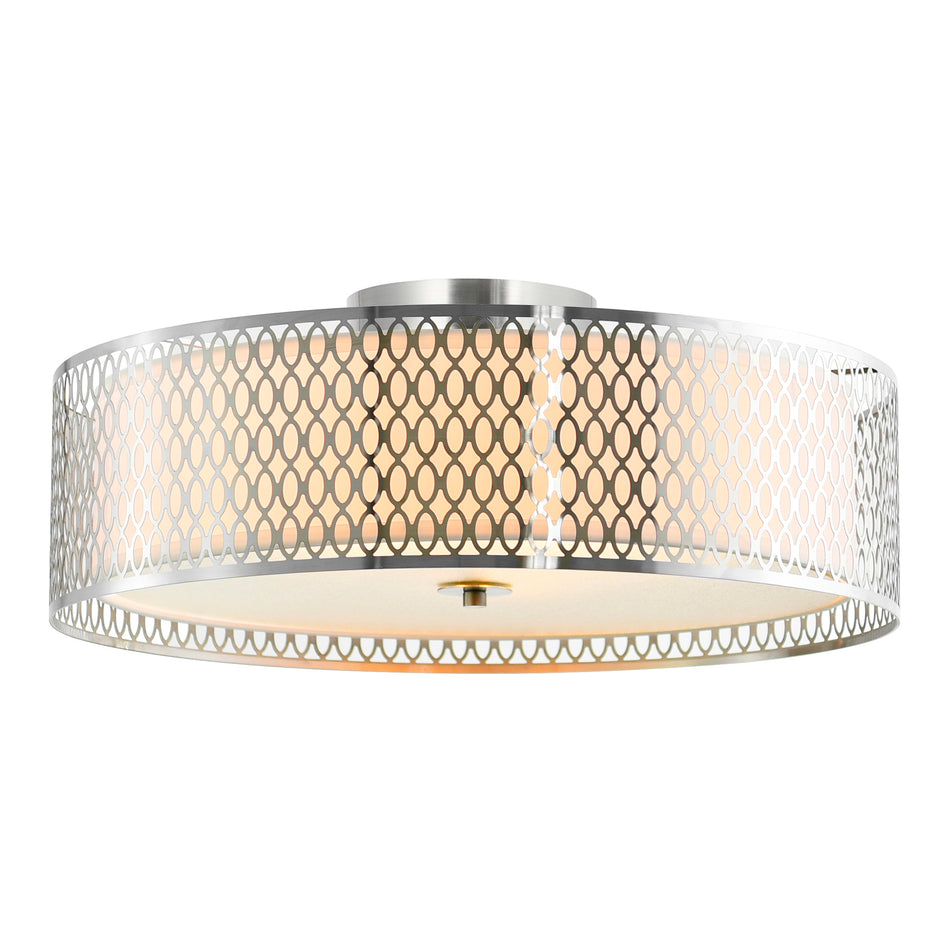 Mikayla 5 Light 22in Satin Nickel Drum Shade Flush Mount