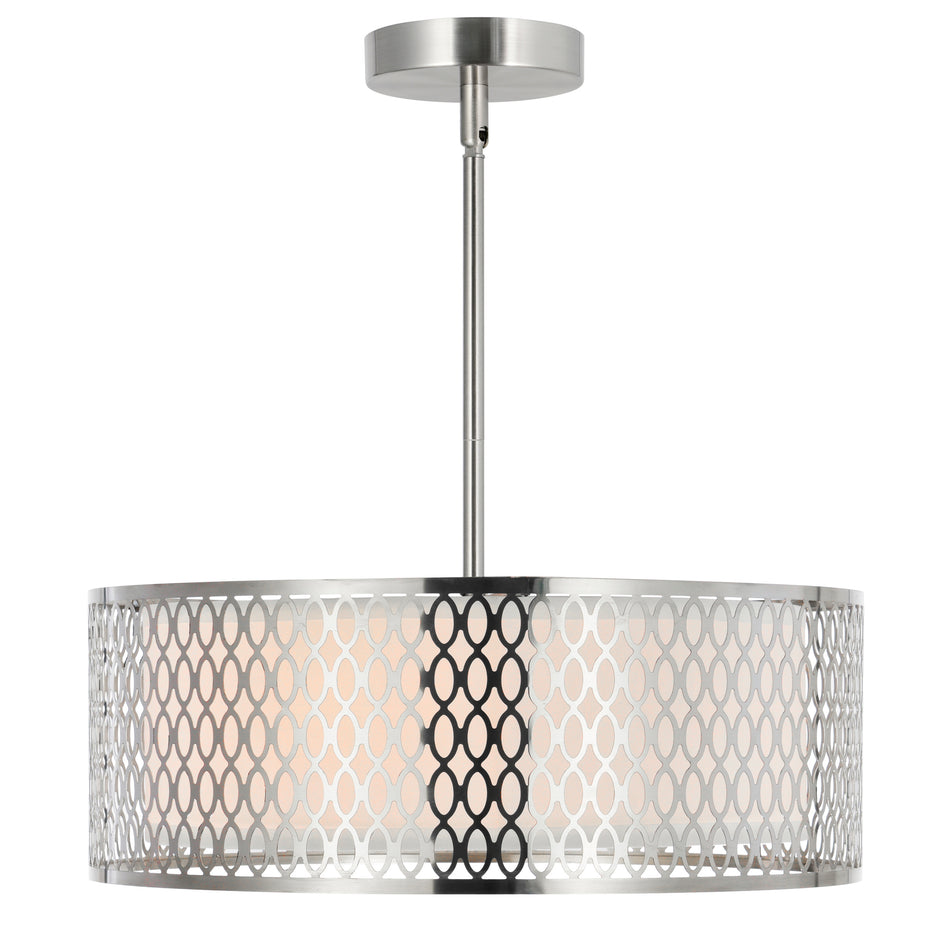 Mikayla 3 Light 17in Satin Nickel Drum Shade Chandelier