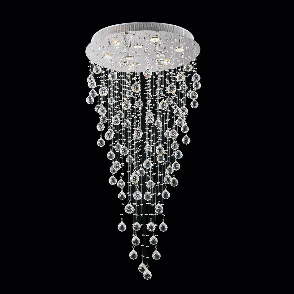 Rain Drop 9 Light 24in Chrome Flush Mount