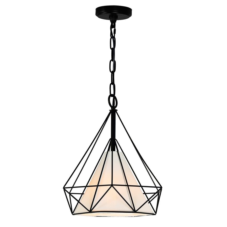 Diamond 1 Light 15in Black Down Pendant