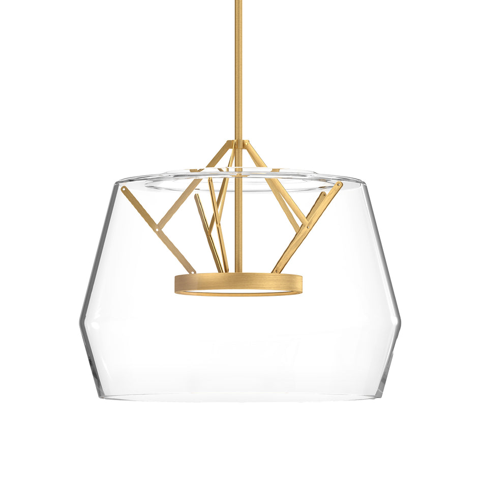 Deco 18-in Clear/Brushed Gold LED Pendant