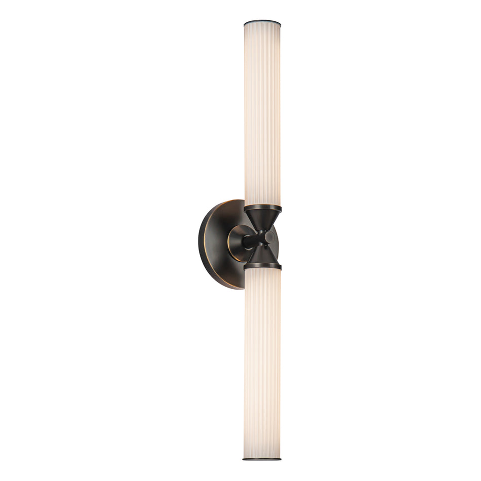 Edwin 22-in Urban Bronze/Frosted Ribbed Glass LED Wall/Vanity