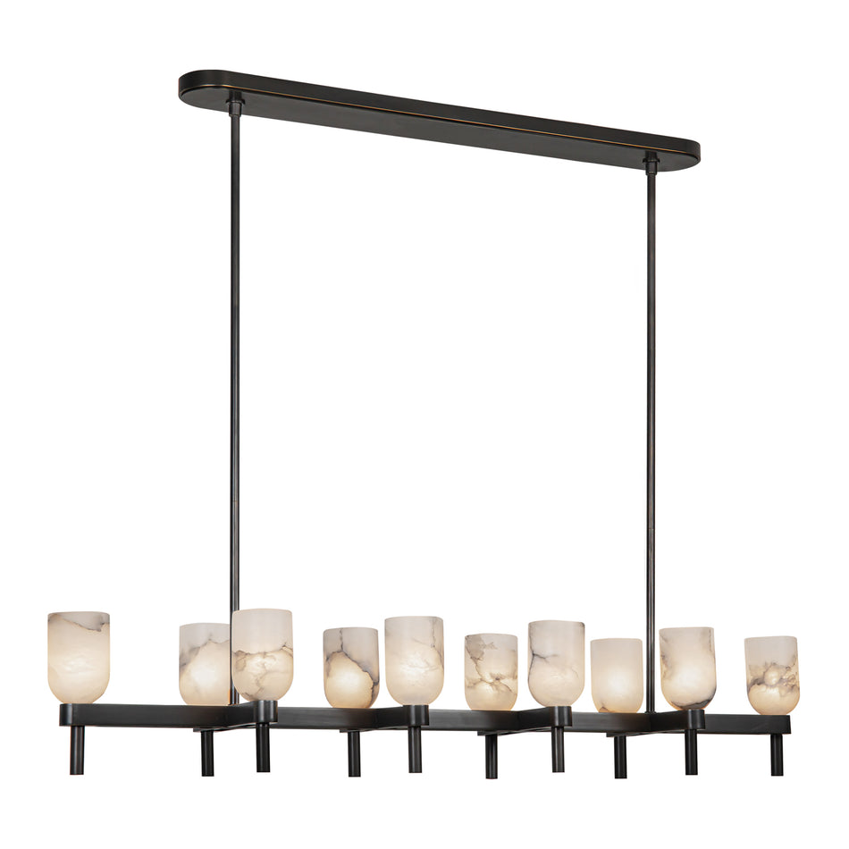 Lucian 52-in Urban Bronze/Alabaster 10 Lights Linear Pendant