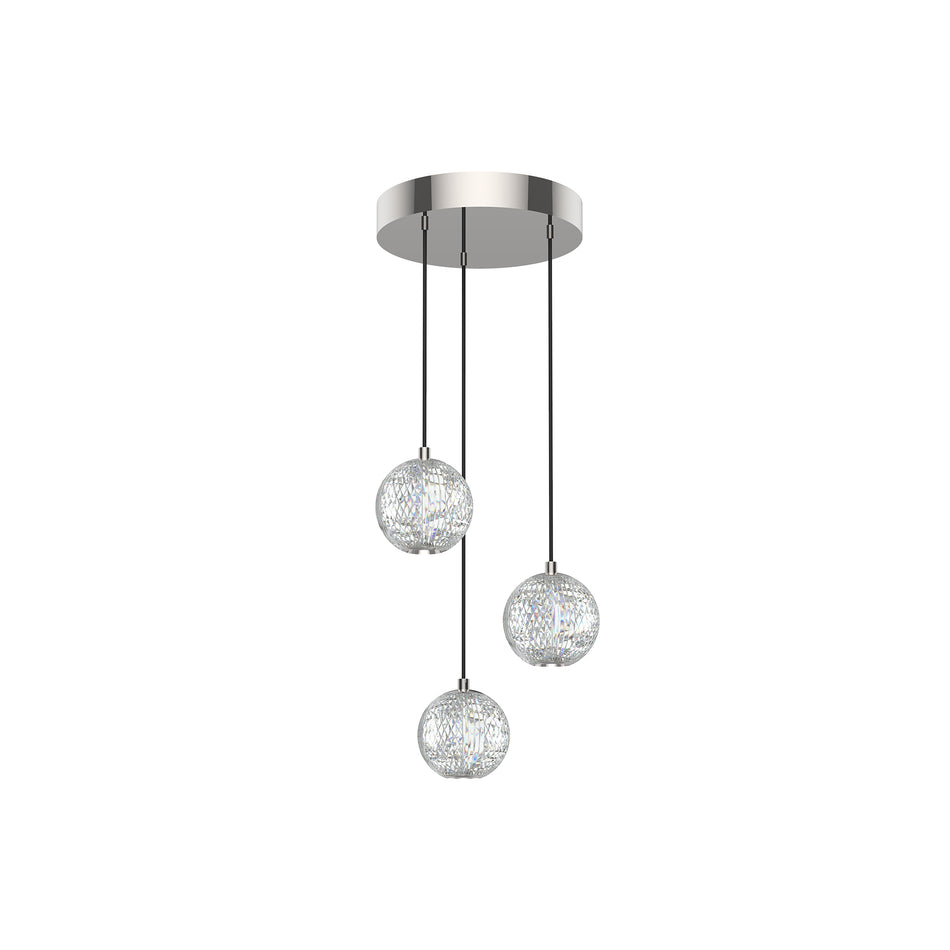 Marni 3 Light Polished Nickel LED Multi Pendant