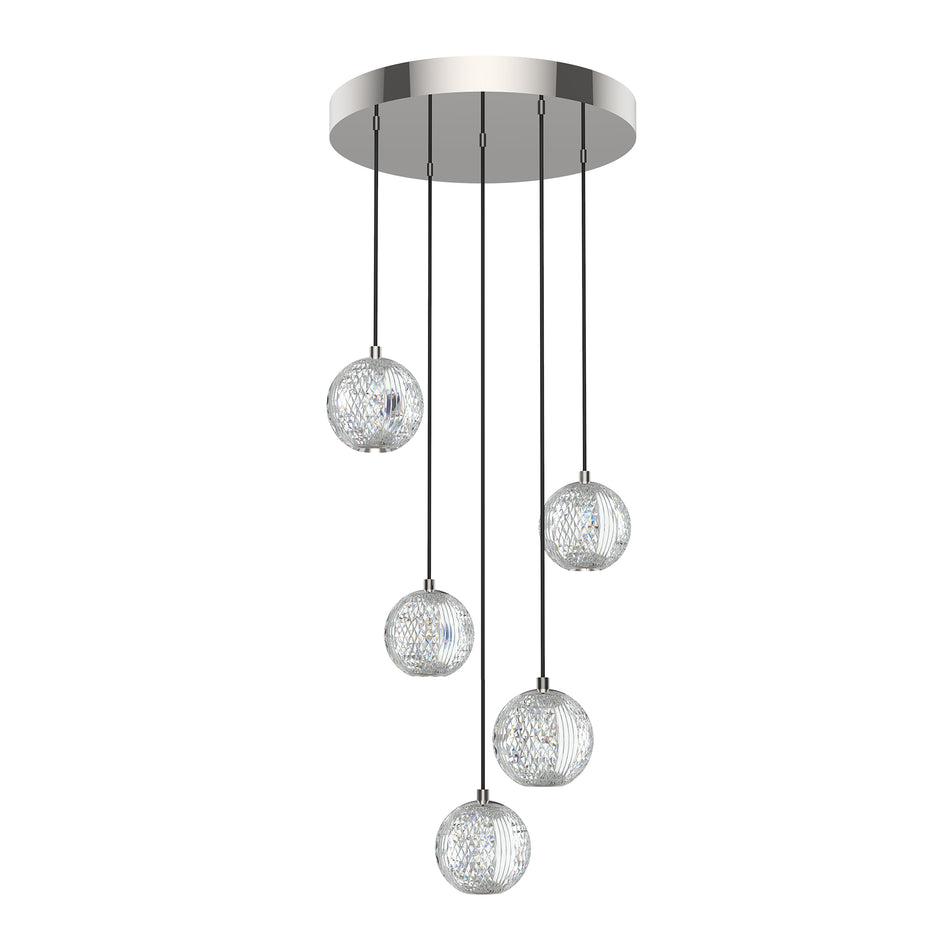 Marni 5 Light Polished Nickel LED Multi Pendant