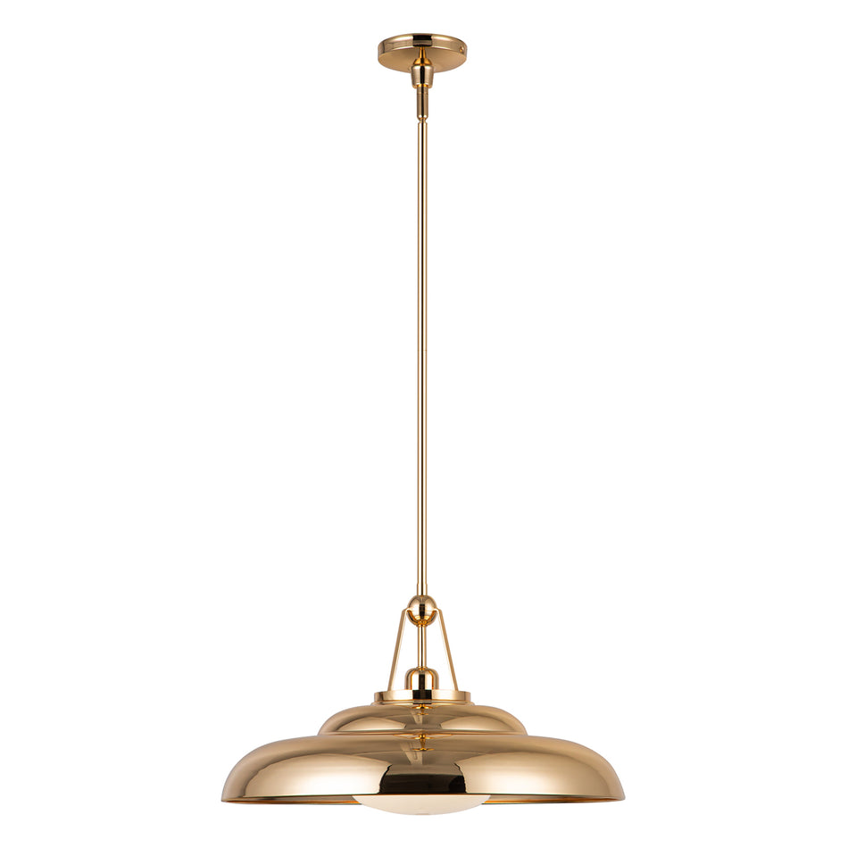 Palmetto 20-in Polished Brass/Glossy Opal 1 Light Pendant