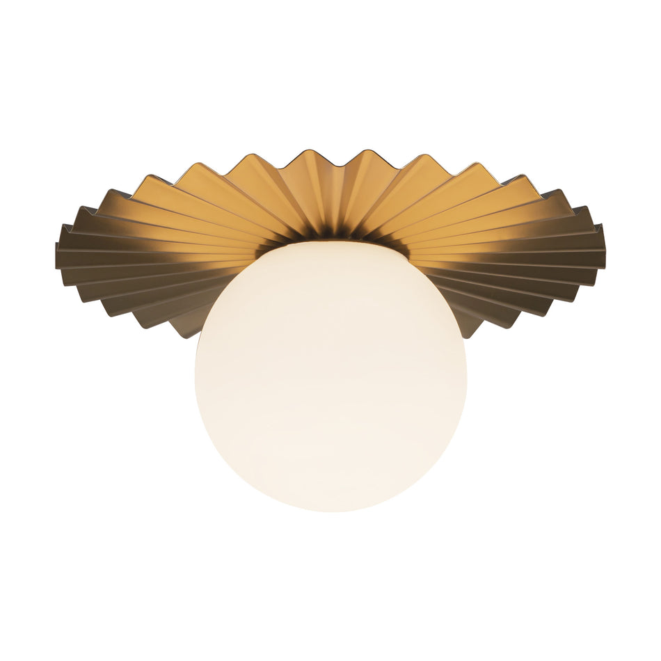 Plume 12-in Brushed Gold/Opal Matte Glass 1 Light Flush Mount