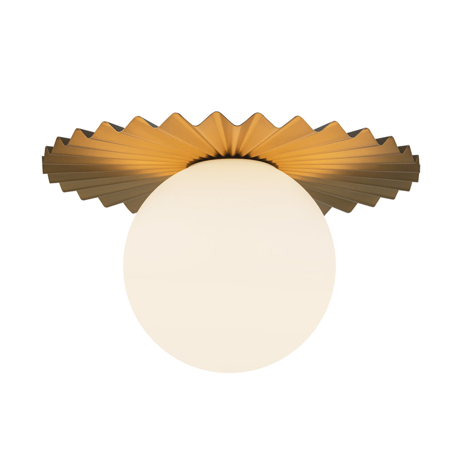 Plume 14-in Brushed Gold/Opal Matte Glass 1 Light Flush Mount