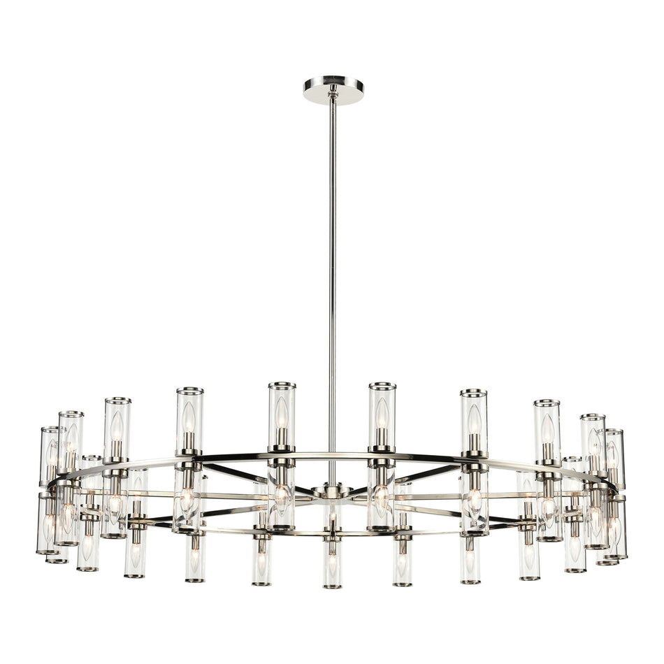 Revolve Clear Glass/Polished Nickel 42 Lights Chandeliers