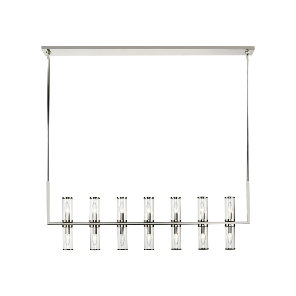 Revolve Clear Glass/Polished Nickel 14 Lights Linear Pendant