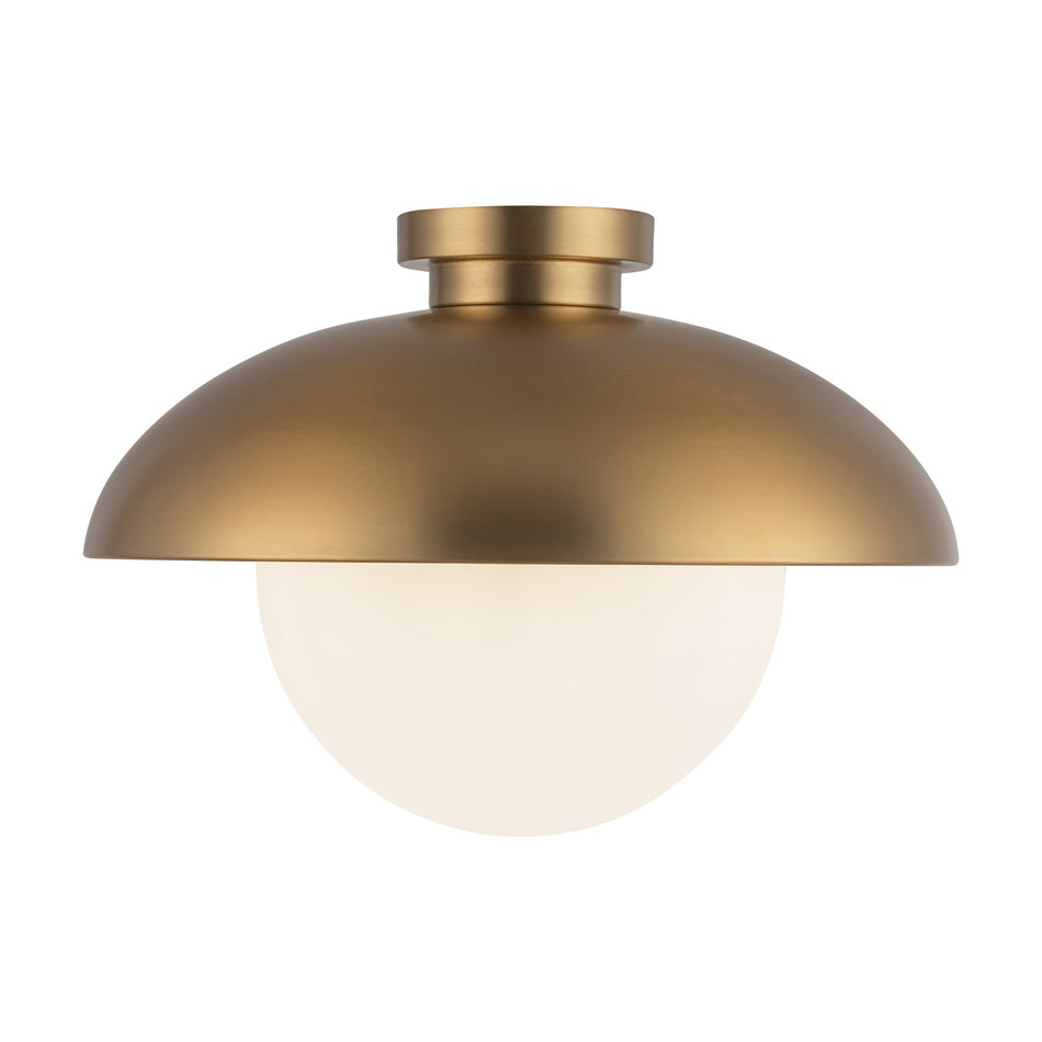Rubio 16-in Aged Gold/Opal Matte Glass 1 Light Flush Mount