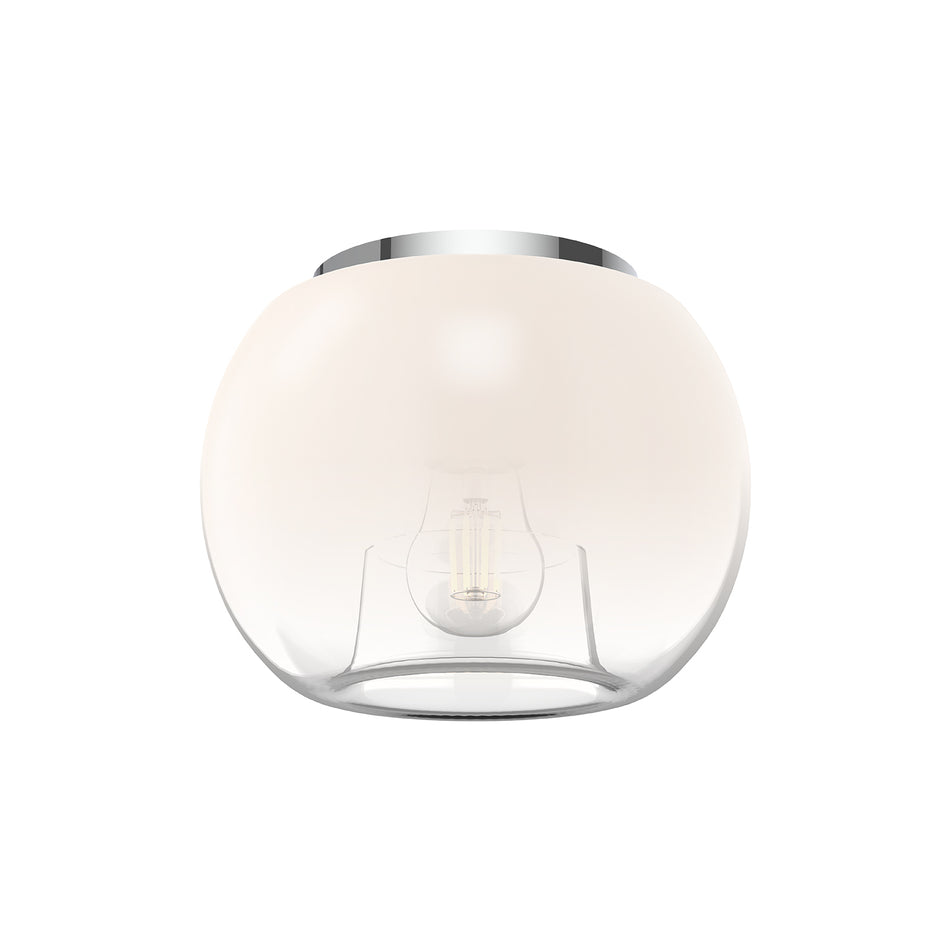 Samar 8-in Chrome/Opal Glass 1 Light Flush Mount
