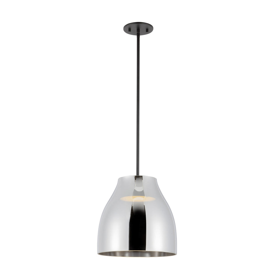 Trinity 12-in Black/Chrome LED Pendant