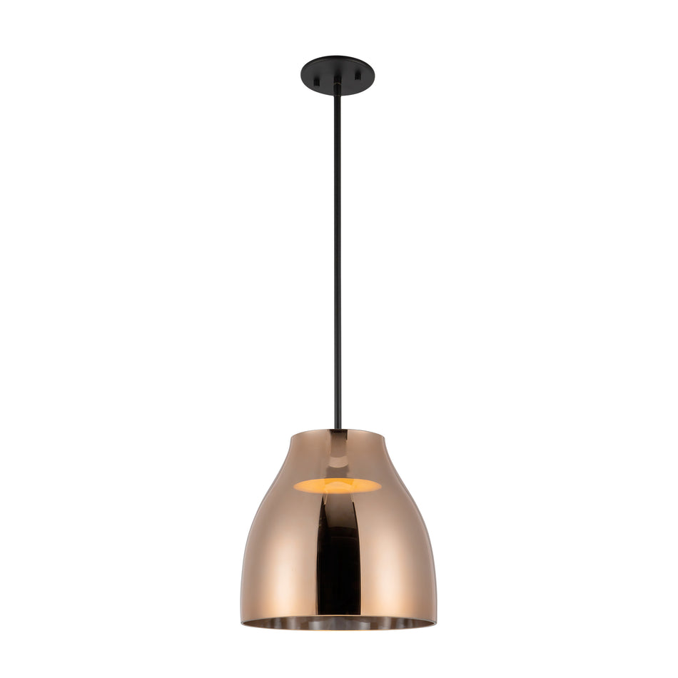 Trinity 12-in Black/Copper LED Pendant