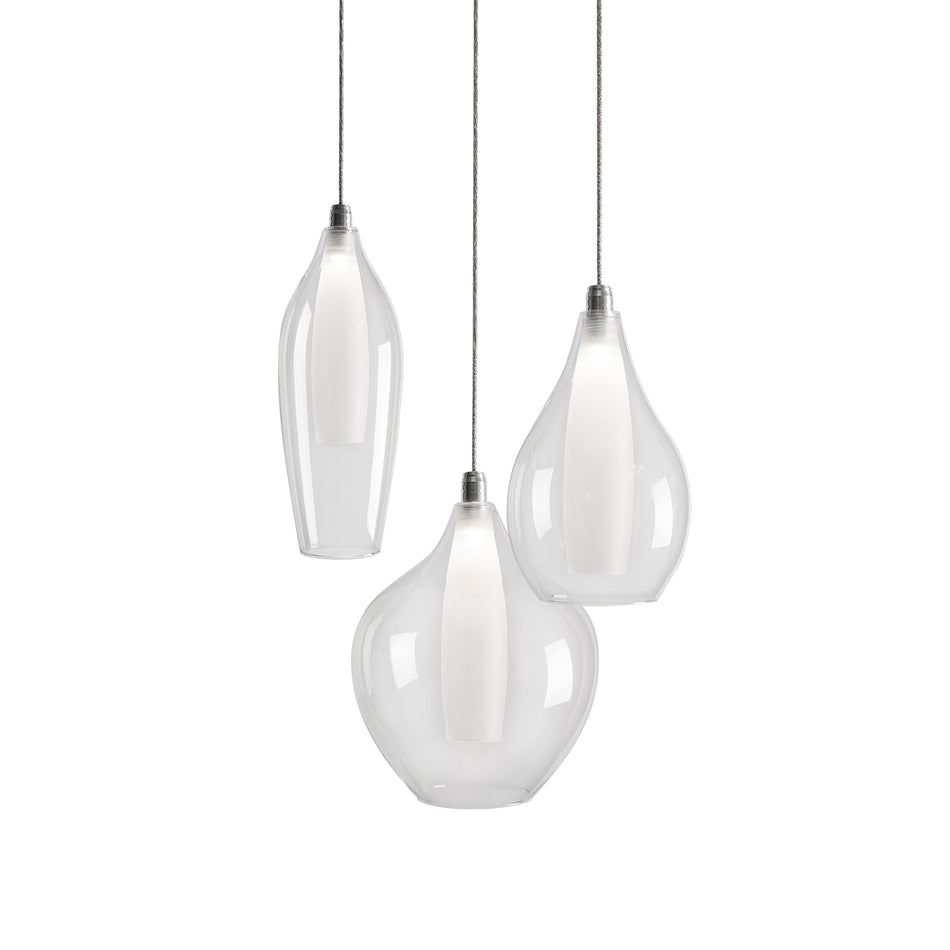 Victoria 3 Head Chrome LED Multi Pendant