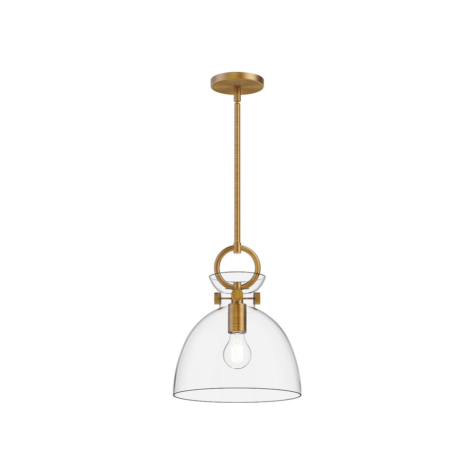 Waldo 11-in Aged Gold/Clear 1 Light Pendant