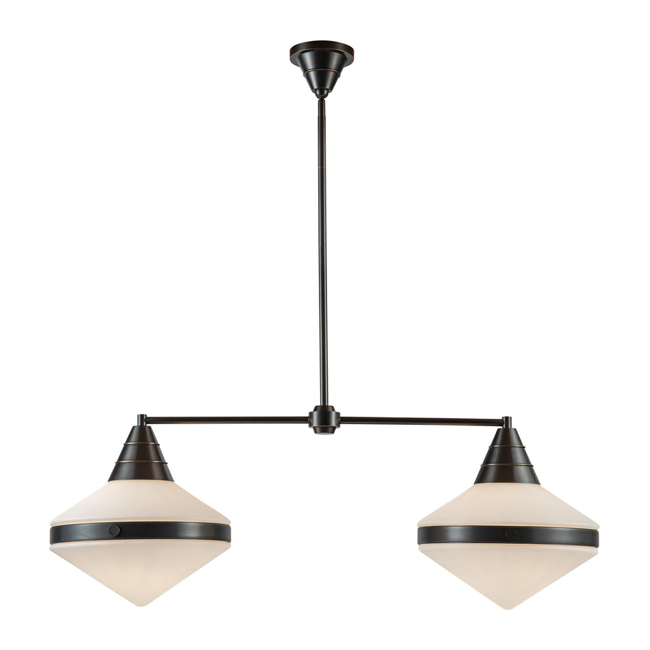 Willard 41-in Urban Bronze/Opal Matte Glass 2 Lights Linear Pendant