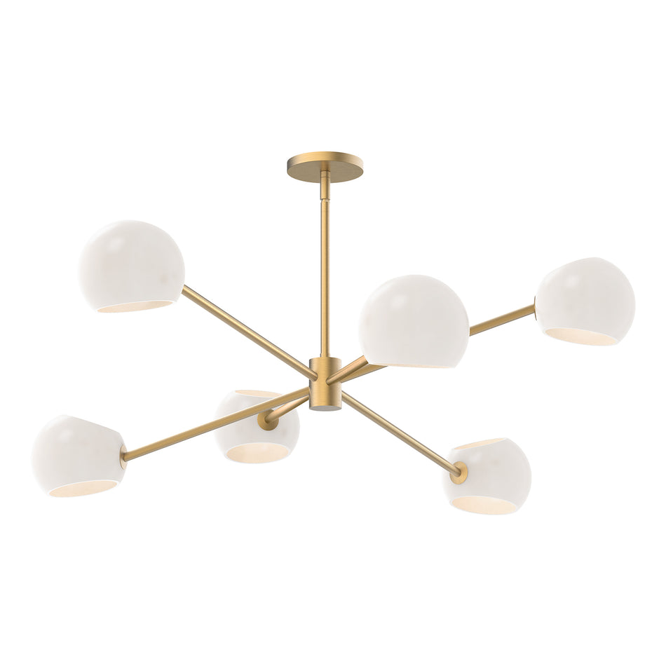 Willow 37-in Brushed Gold/Opal Matte Glass 6 Lights Chandeliers