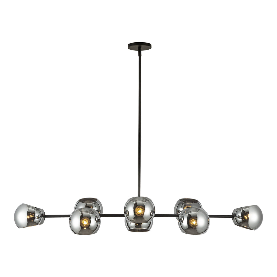 Willow 48-in Matte Black/Smoked Solid Glass 8 Lights Linear Pendant
