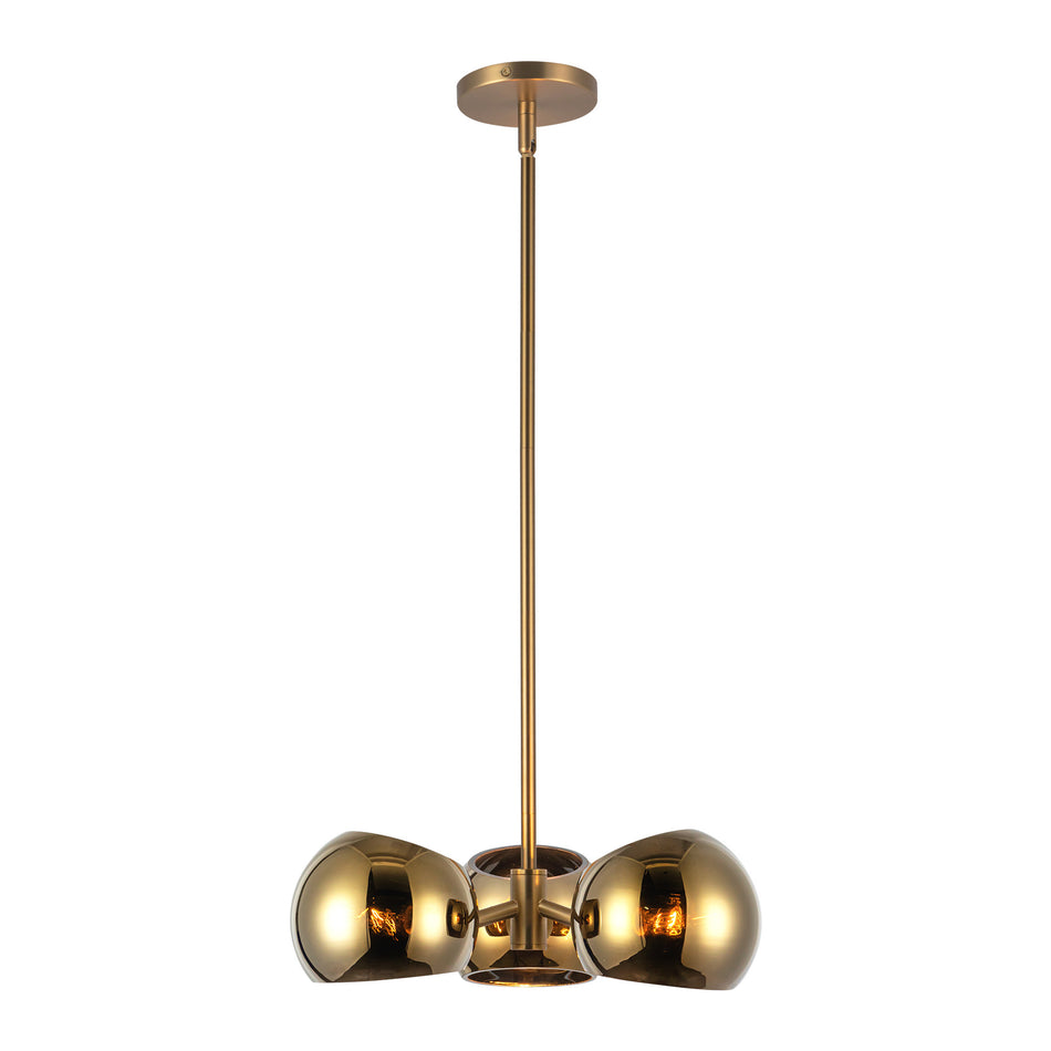 Willow 16-in Brushed Gold/Copper Glass 3 Lights Pendant